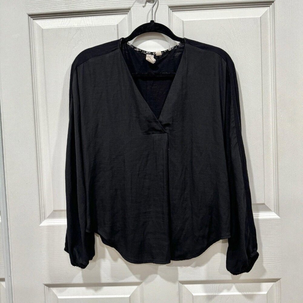 Women’s Dolan Anthropologie Blouse Black Top Size Small S Long Sleeve